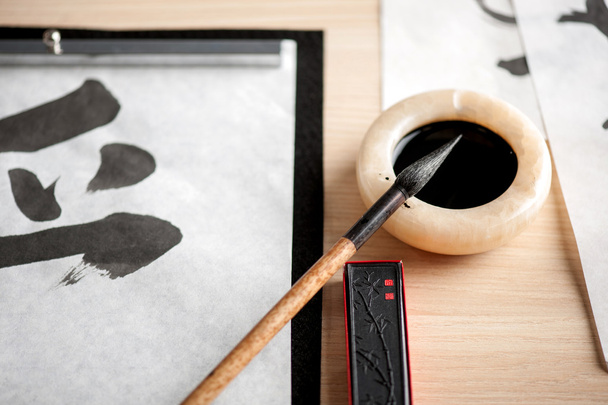 Closeup image of calligraphy tools - Фото, изображение
