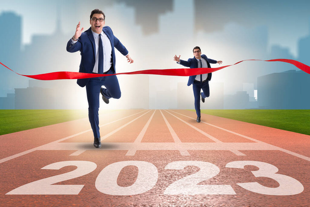 Businessman running to the new 2023 year - Photo, Image