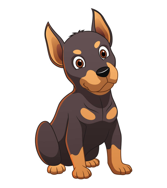 Μικρή Doberman Dog Εικονογράφηση ζώων κινουμένων σχεδίων - Διάνυσμα, εικόνα