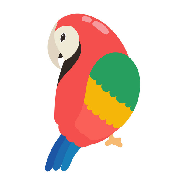 macaw bird cartoon icon isolated - Vector, Imagen