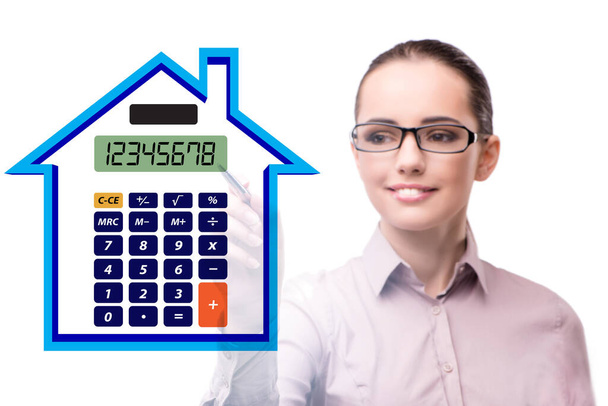 Concept van hypothecaire lening met de calculator - Foto, afbeelding