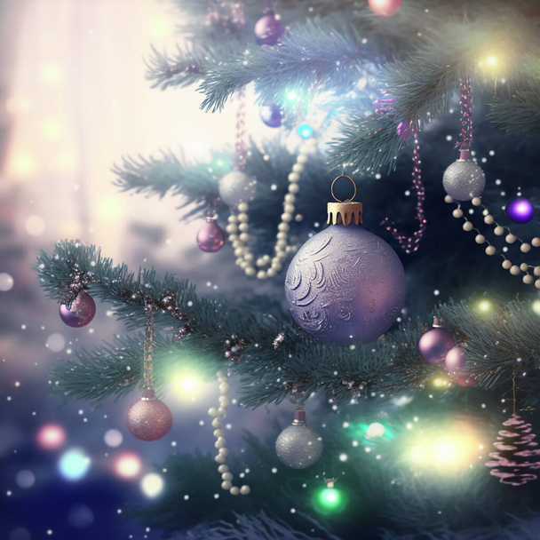 Fancy décoré élégant Chic arbre de Noël 3D œuvre d'art fond abstrait. Joyeux Noël et bonne année Eve Classy Décoration Fond d'écran tendance. Illustration d'art d'arbre de Noël festif impressionnant - Photo, image