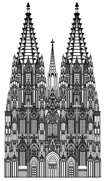 Kölner Dom Sankt Peter Silhouette isoliert auf weißem Hintergrund - Vektor, Bild