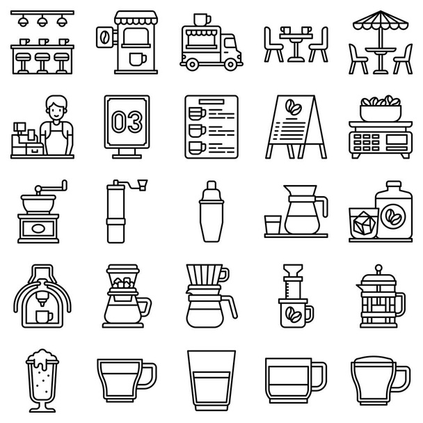 Conjunto de iconos de línea de cafetería 2, ilustración vectorial - Vector, imagen