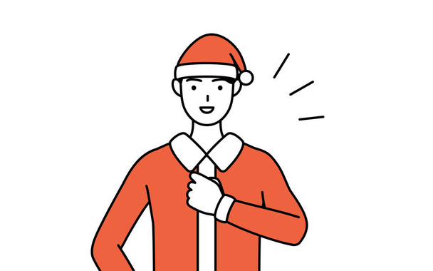 Illustration simple d'un homme habillé comme le Père Noël tapant sur sa poitrine. - Vecteur, image
