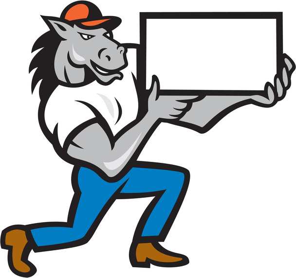 Koně na kolenou prezentující kreslený - Vektor, obrázek