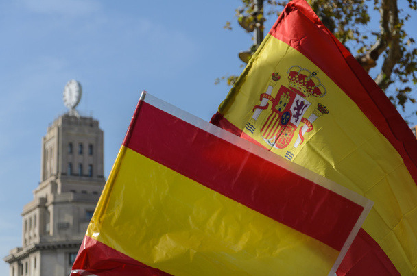 Vlag van Catalonië en Spanje - Foto, afbeelding