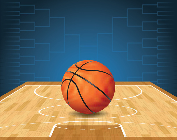 Γήπεδο μπάσκετ και μπάλα τουρνουά εικονογράφηση - Διάνυσμα, εικόνα