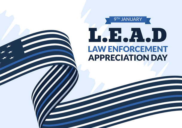 National Law Enforcement Appreciation Day or LEAD on January 9th to Thank and Show Support in Flat Cartoon Hand Drawn Templates Ilustracja - Wektor, obraz