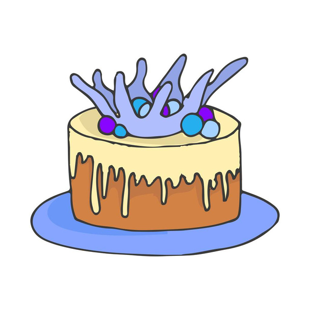 カラフルなケーキと幸せな誕生日ベクトルカード..かわいいお菓子。ベクターイラスト - ベクター画像