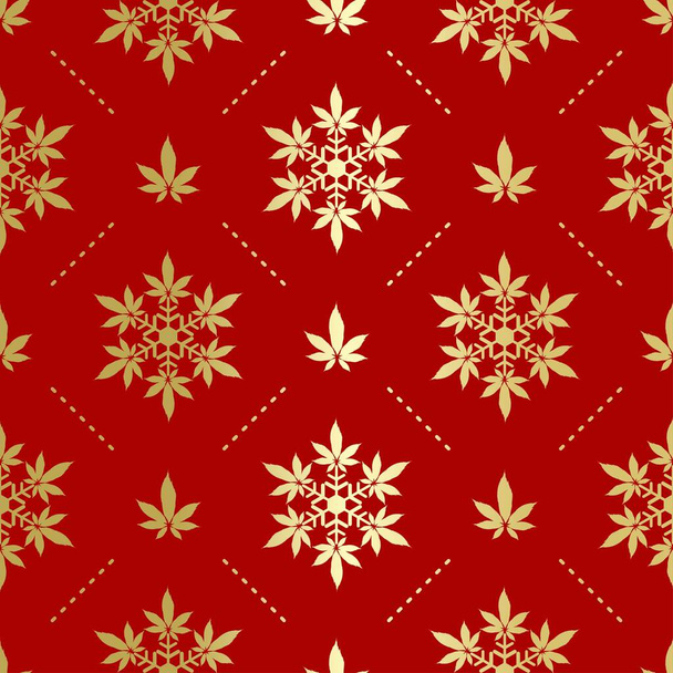 flocons de neige de Noël avec motif vectoriel sans couture feuille de cannabis
 - Vecteur, image