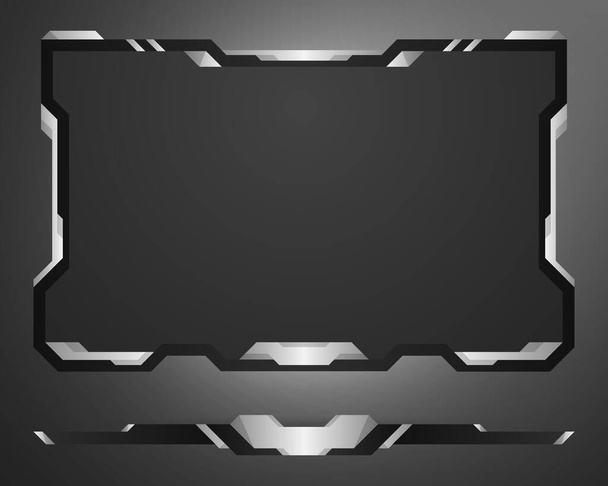 Futuristic stream overlay video screen interface panel with metallic borders - Vettoriali, immagini