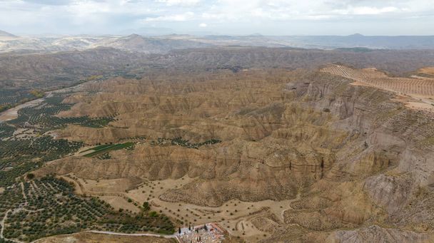 view of the Gorafe desert landscape in the province of Granada, Spain - Фото, зображення