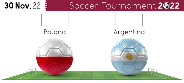 Poland and Argentina soccer match - Tournament 2022 - 3D illustration - Photo, Image