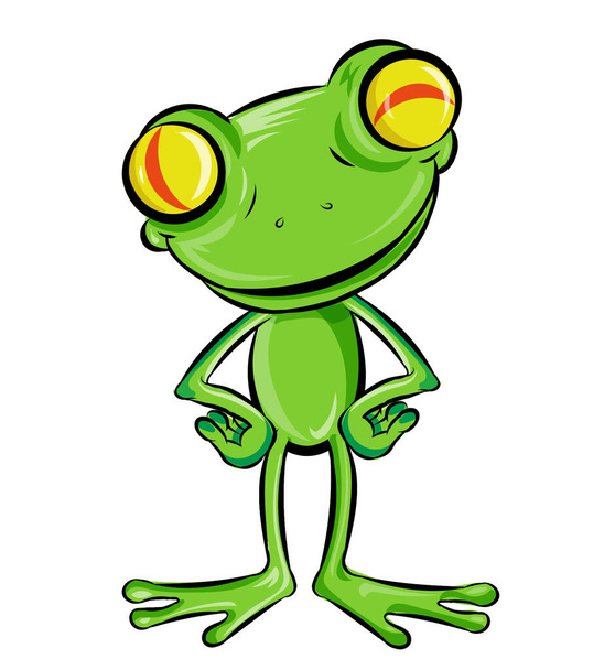 Żaba postać z kreskówki. izolowany na białym - Wektor, obraz
