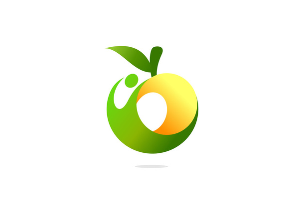 Fruta verde logotipo do corpo saudável
 - Vetor, Imagem