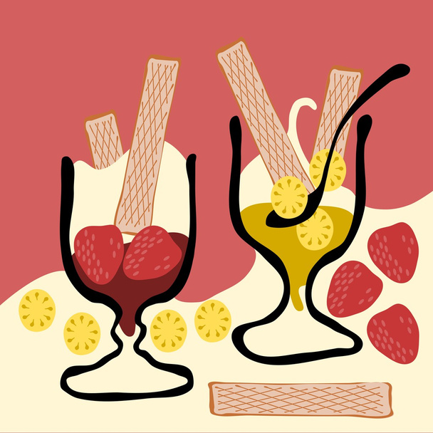 Ovocné poháry v retro stylu - Vektor, obrázek