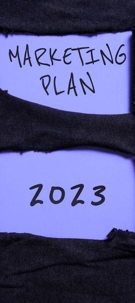 Calligrafia testo Marketing Plan 2023, Concetto significato calendario definizione marchio modo di vendita nel prossimo anno - Foto, immagini