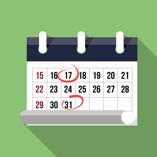 Red circle. Mark on the calendar Flat illustration - Vector, Image