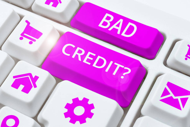 Assinar exibindo crédito ruim, ideia de negócio oferecendo ajuda depois de ir para o empréstimo, em seguida, ser rejeitado - Foto, Imagem