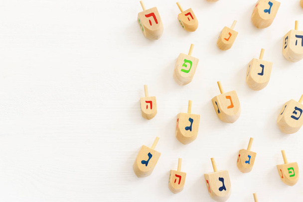 image of jewish holiday Hanukkah background of spinning tops - Φωτογραφία, εικόνα