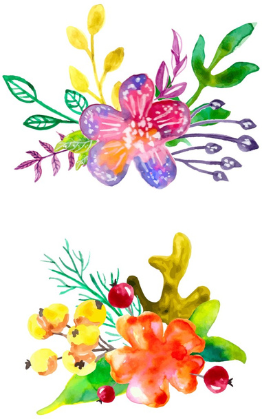 Συνθέσεις λουλουδιών ακουαρέλα - Διάνυσμα, εικόνα