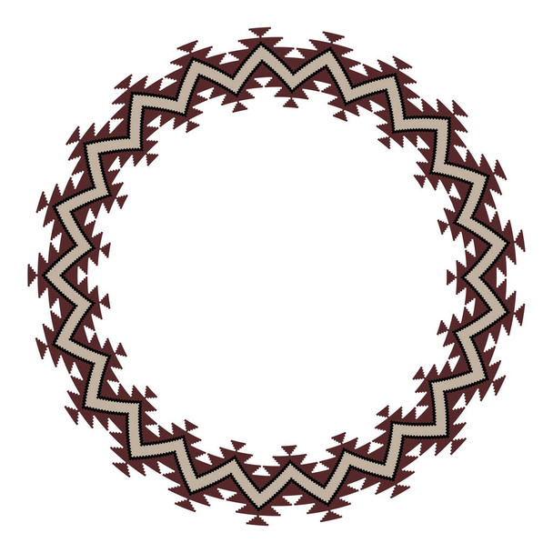 Round ethnic frame. Decorative circle border with mexican tribal pattern. Vector illustration. - Vektör, Görsel
