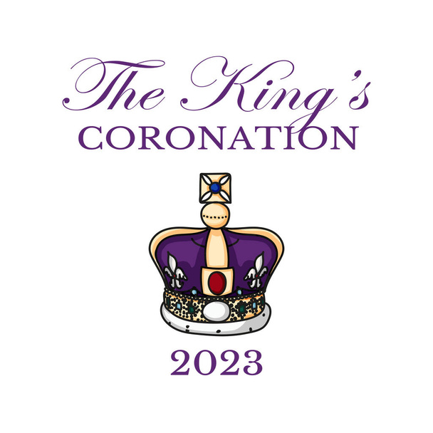 Poster for King Charles III Coronation with British flag vector illustration. Greeting card for celebrate a coronation of Prince Charles of Wales becomes King of England.  - Vector, Image