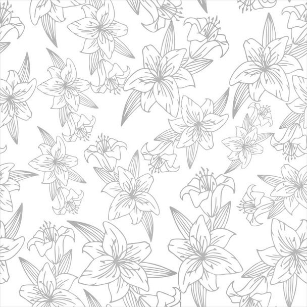 harmaa valkoinen saumaton kukka epäsymmetrinen kuvio, yksivärinen toistuva kuvio, rakenne, muotoilu - Valokuva, kuva
