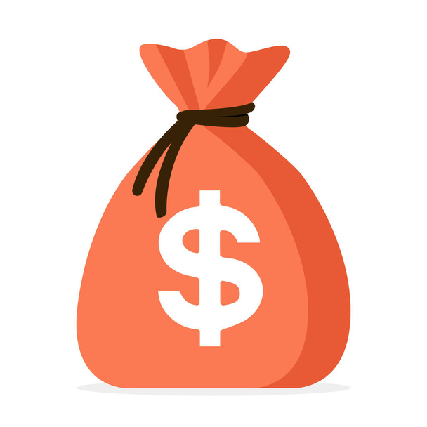 Money bag with dollar icon. Cash, interest rate, business and finance, return on investment, concept. Flat vector icon. Cartoon minimalistic style. - Vetor, Imagem