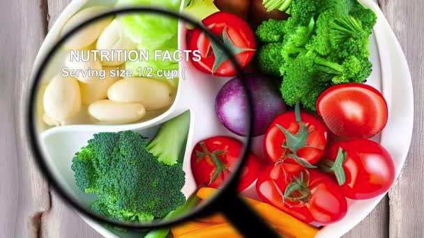 Información nutricional sobre diversas frutas y verduras - Imágenes, Vídeo