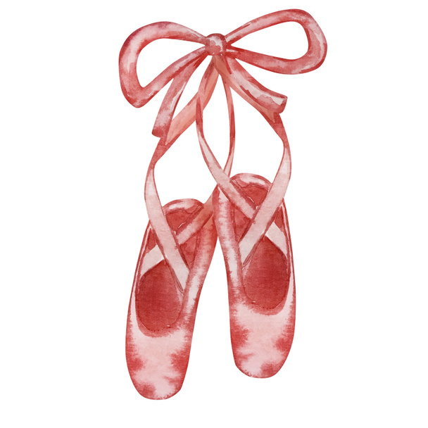Watercolor Christmas Nutcracker, ballet pointe shoes for holiday decoration - Photo, Image