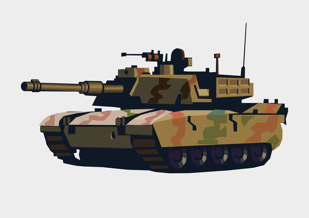 Muharebe operasyonları için kamufle edilmiş askeri tank. - Vektör, Görsel