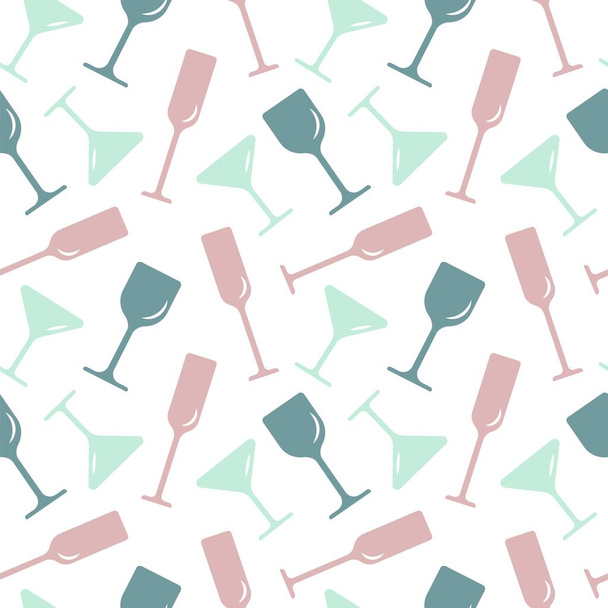Nahtloses Muster mit Elementen von Küchenutensilien in Pastellfarben. Für Verpackungen, Papier, Design. Vektorillustration. - Vektor, Bild