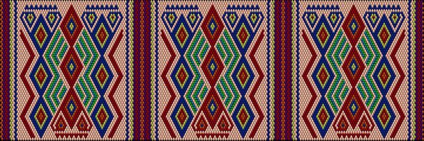  Tradycyjna ozdoba ludów i krajów Ameryki Łacińskiej, w której bogate kolory przyciągają uwagę i bogactwo. Damskie dywany tkane z ornamentem haftowanym na tkaninach na sukienki. Hafty - Wektor, obraz
