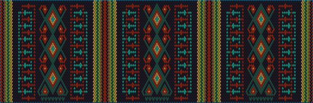  豊かな色が注目と富を集めているラテンアメリカの人々や国の伝統的な装飾。ドレスのための生地に刺繍装飾が施された女性の織りカーペット。刺繍 - ベクター画像