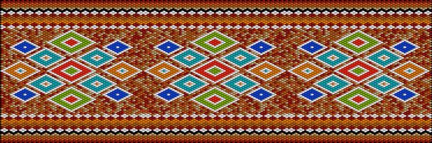Az ázsiai népek és országok hagyományos dísze, amelyben a telített színek szerencsét és gazdagságot vonzanak. Női szövött szőnyegek díszítéssel hímzett szövet ruhák. Hímzés mintázata.  - Vektor, kép