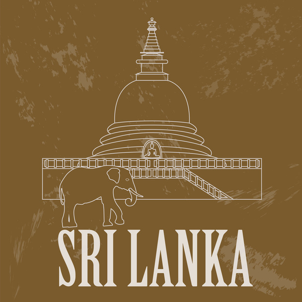 Sri Lanka punti di riferimento. Immagine in stile retrò
 - Vettoriali, immagini