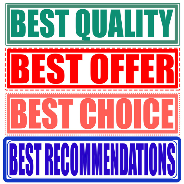 набір марки найкраща якість, найкраща пропозиція, найкращий вибір, найкраща рекомендація
 - Вектор, зображення
