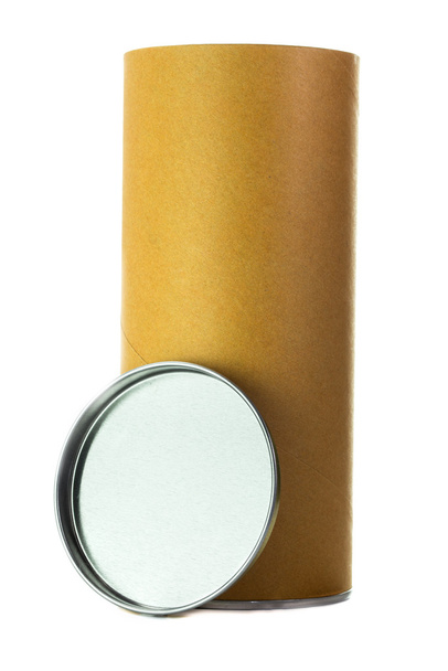 Frasco de tubo de cilindro marrom aberto
 - Foto, Imagem