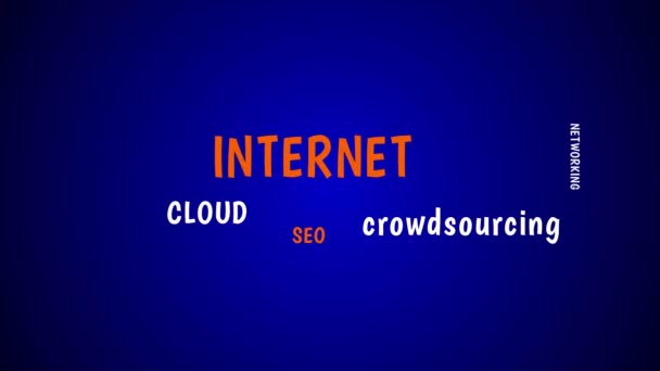 Social media woorden cloud animatie op blauwe achtergrond. Resolutie van 4 k. - Video