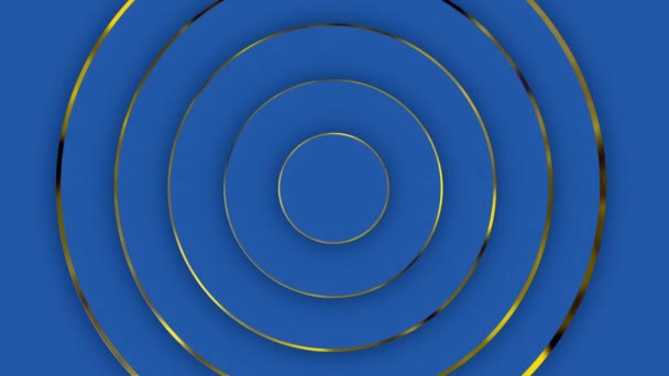 Cerchi astratti blu scuro con bordi dorati. Copertina animata di base pura per la presentazione aziendale. Universale elegante minimale. - Filmati, video