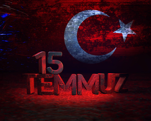 15 juli, Turkse vlag, Turkije - Turkije Achtergrond Ontwerp - Foto, afbeelding