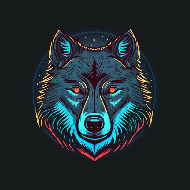 Wolf Face Illustration Logo suunnittelu Juliste, Banner, Maskotti - Vektori, kuva