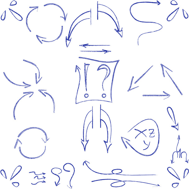 Handgezeichnete Pfeile und Symbole isoliert - Vektor, Bild