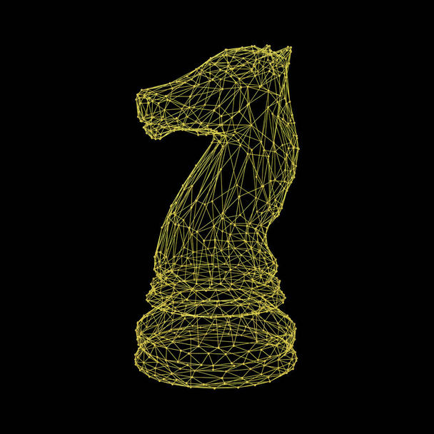 Rycerz szachowy z kulek i kijów, widok z bliska, ilustracja 3D - Zdjęcie, obraz