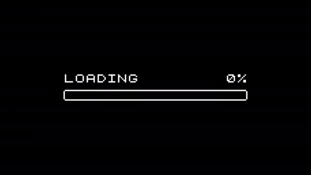 Loading Progress Bar. 4K Video. Pixel Preloader. Downloading Barloading Screen. Animation on Black Background - Footage, Video