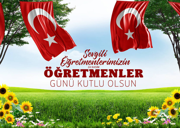 Teachers' Day, Turkish Flag - Turkey Background Design - Photo, Image