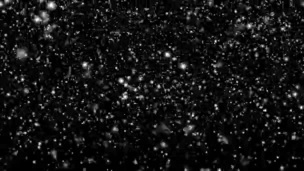 Χειμερινές διακοπές και χειμώνας VFX, λευκό στρώμα επικάλυψης χιονιού σε μαύρο φόντο, νιφάδες χιονιού bokeh και σωματίδια χιονιού για τα Χριστούγεννα και το σχεδιασμό διακοπών. Υψηλής ποιότητας 4k πλάνα - Πλάνα, βίντεο