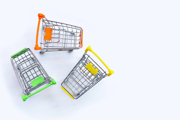 Shopping trolley or Shopping cart on white background. - Fotó, kép
